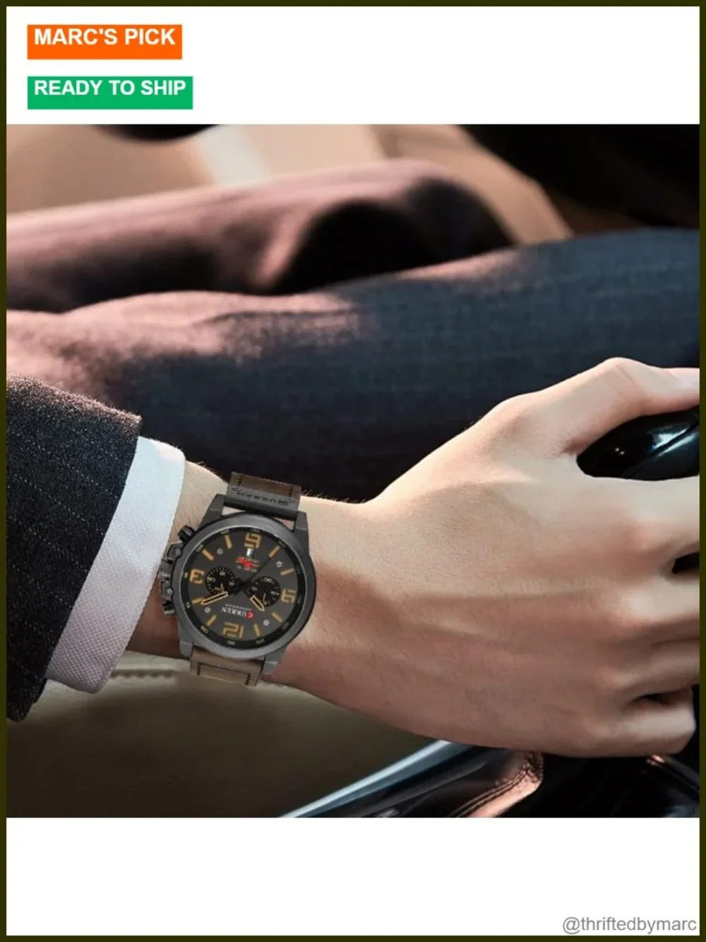 Mens Sport Military Analog Quartz Watch Chronograph Business Dress Waterproof
